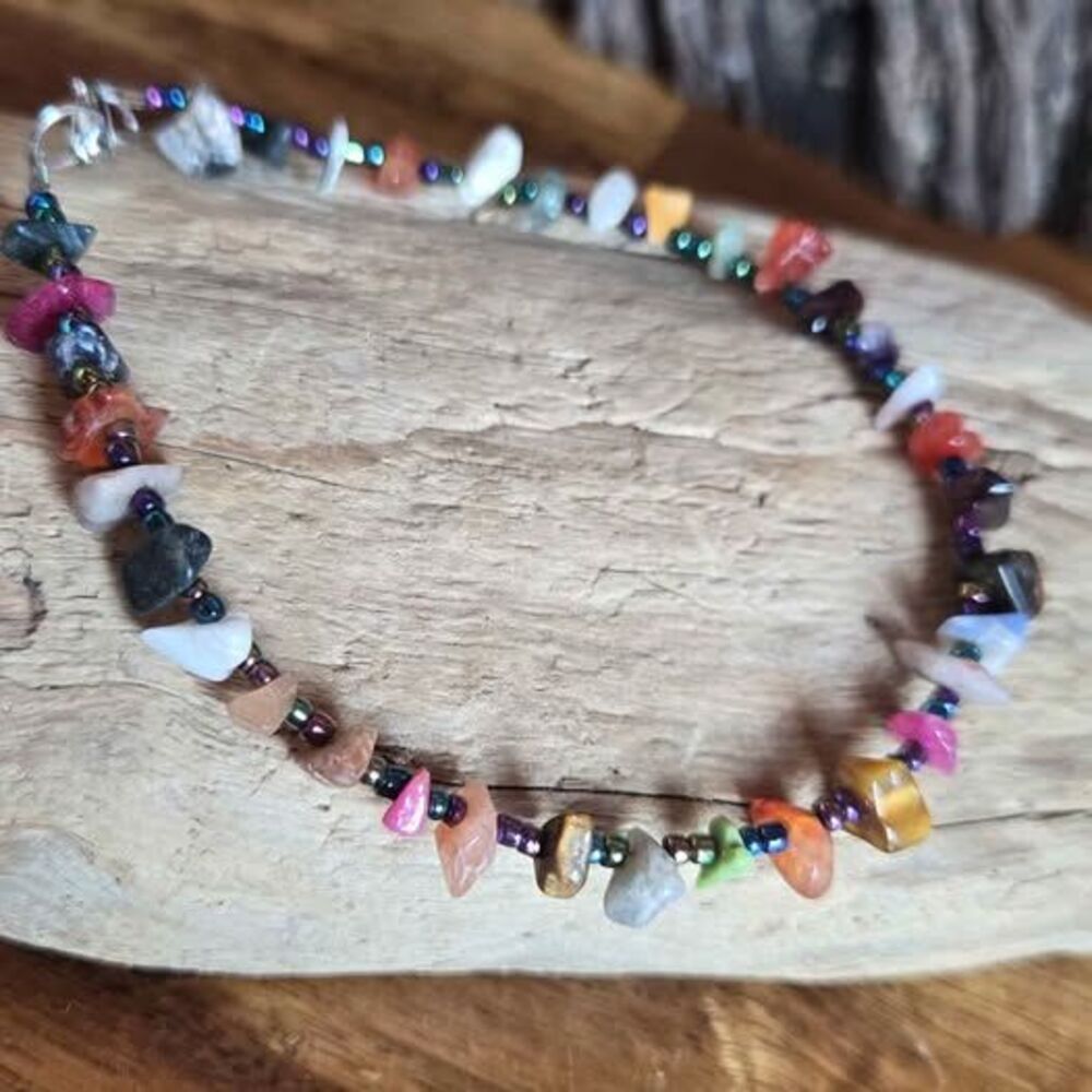 Multi-Stone Chip Bracelet | 8.5 Inch Natural Gemstone Bracelet | Boho Style